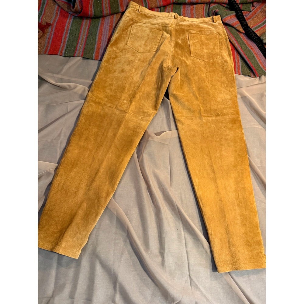 Margerat Godfrey Brown Suede Leather Straight Leg Pants Size 16